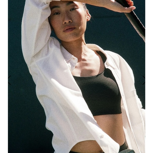 Madewell Flex Square Neck Sports Bra Black XS NWT - Picture 2 of 9